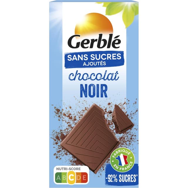 3175681016590 - Gerblé Sans Sucres Ajoutés - Chocolat noir -93% de sucres en moins 