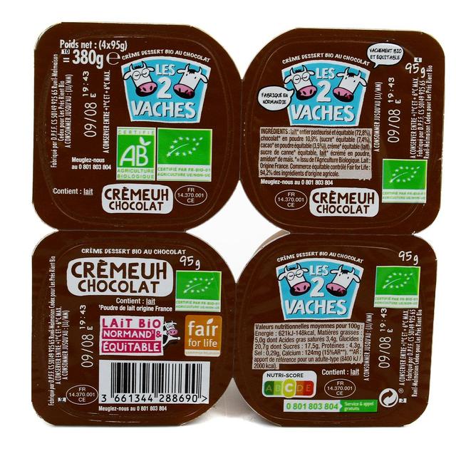 3661344288690 - Les 2 Vaches - Crème dessert chocolat Bio