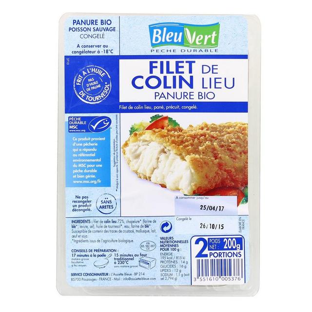 3551610009190 - Bleu Vert - Filets de colin-lieu MSC panure bio