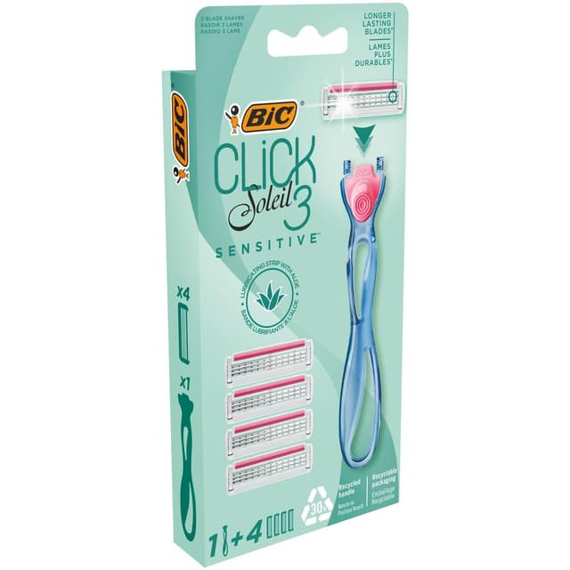 3086123644991 - Bic - Rasoir système clic 3 sensitive avec recharges
