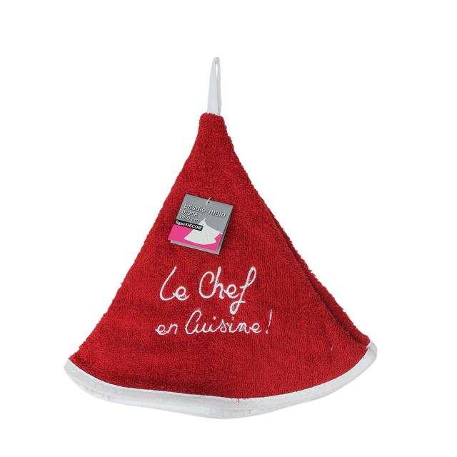 3574387906691 - Douceur D Interieur - Essuie-main rond CUISTOT ROUGE