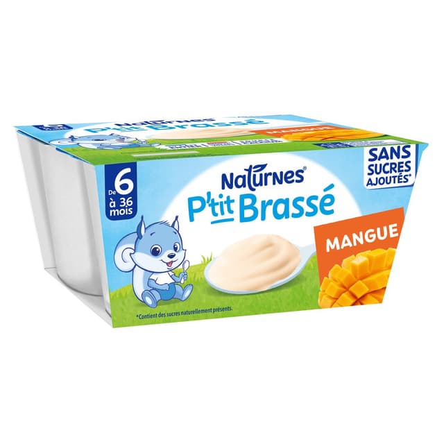 7613287936691 - Naturnes® - P'tit Brassé - Dessert Lacté Mangue Coupelle Bébé Dès 6 Mois