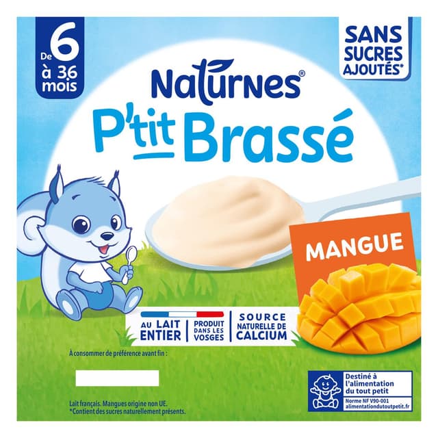 7613287936691 - Naturnes® - P'tit Brassé - Dessert Lacté Mangue Coupelle Bébé Dès 6 Mois