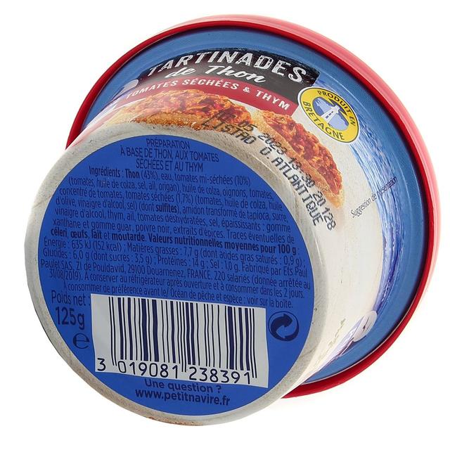 3019081238391 - Petit Navire - Tartinade de Thon Tomates Séchées et Thym
