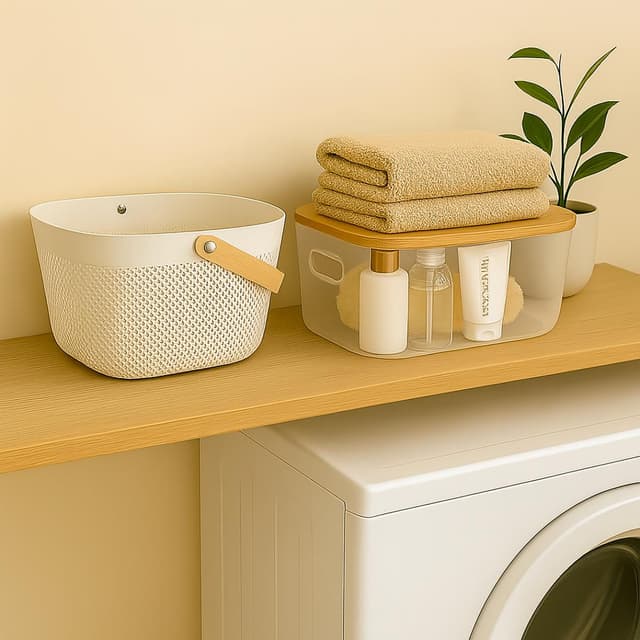 3061050002892 - La Ménagère - Panière plastique avec anse en bois