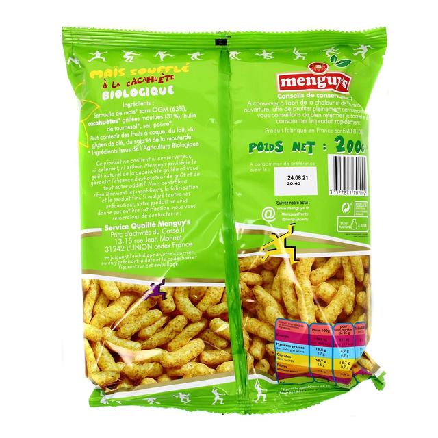 3327271707092 - Menguy's - Biscuits apéritifs soufflé de maïs à la cacahuète bio 