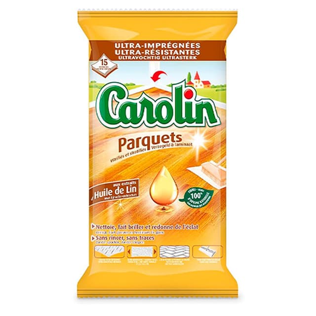 3346020058292 - Carolin - Lingettes parquet vérifiés et stratifiés aux extrait d'huile de lin