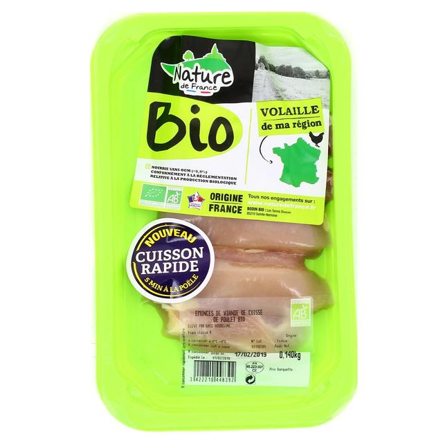3422210448392 - Nature De France - Emincé cuisse de poulet Bio