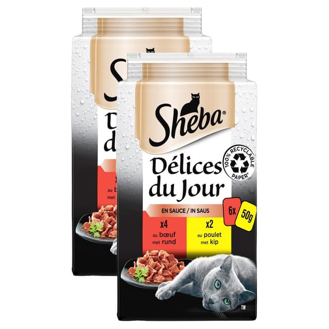 2050000418792 - Sheba - Délices du Jour - Sachets en Sauce du Boucher Boeuf, Poulet pour chat