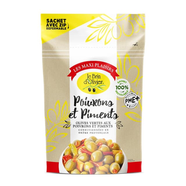 3262880100493 - Le Brin d'Olivier - Olives vertes dénoyautées farcies poivrons piments manzanilla