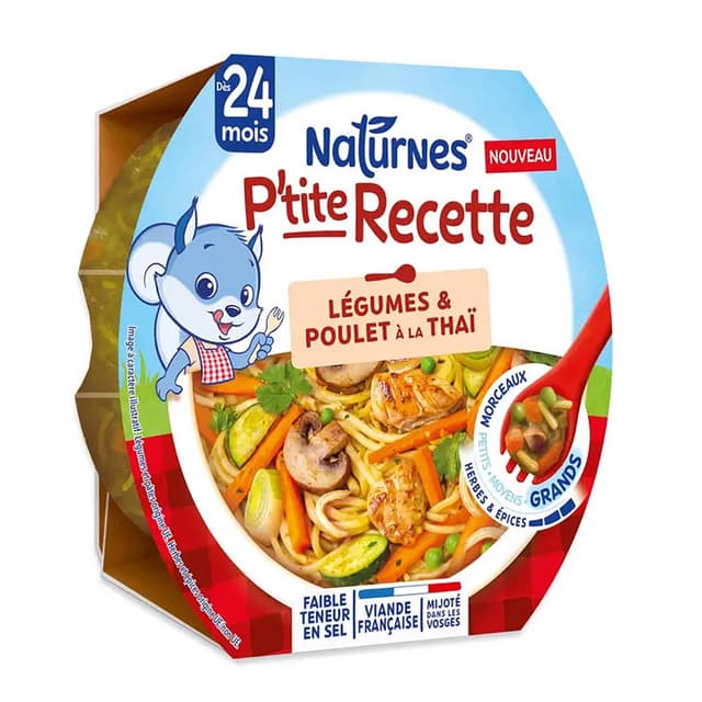 3701669200493 - Naturnes® - P'tite Recette - Légumes et Poulet à la Thaï Assiette bébé dès 24 mois