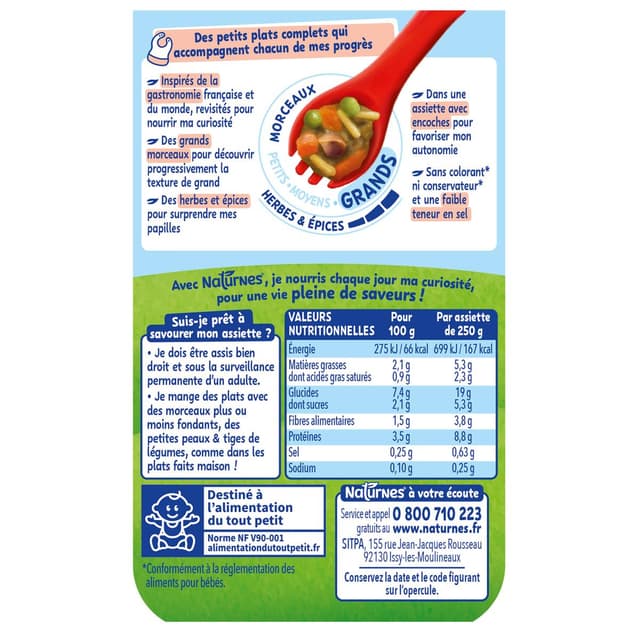 3701669200493 - Naturnes® - P'tite Recette - Légumes et Poulet à la Thaï Assiette bébé dès 24 mois