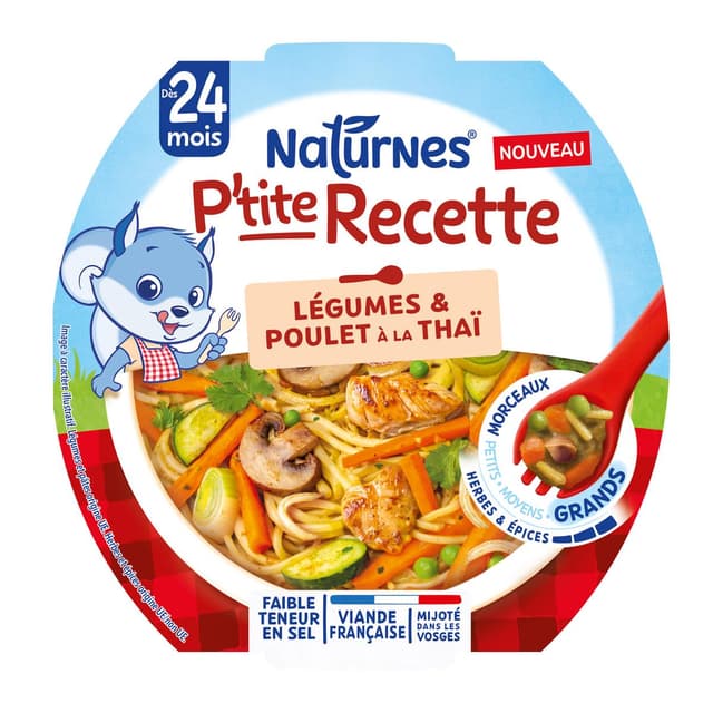 3701669200493 - Naturnes® - P'tite Recette - Légumes et Poulet à la Thaï Assiette bébé dès 24 mois