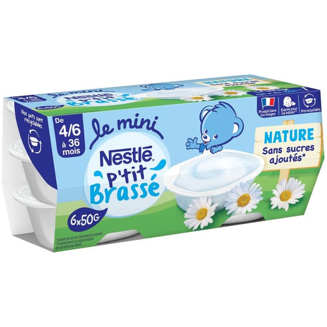 8445290440693 - Nestlé - P'tit Brassé - Mini Dessert Lacté Nature Coupelle Bébé Dès 4/6 mois