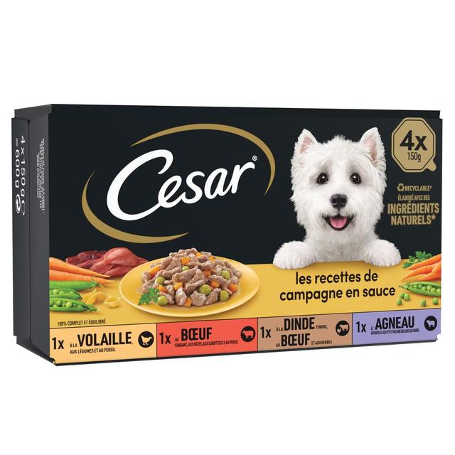 3065890135093 - César - Barquettes en sauce Recettes de campagne 4 variétés pour chien adulte