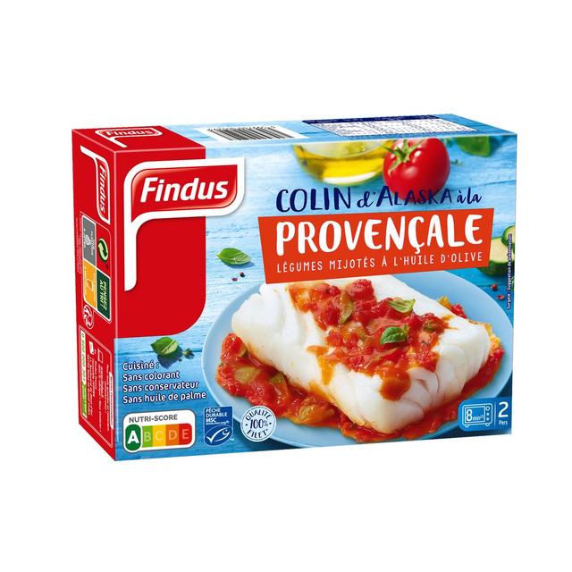 3599740005293 - Findus - 2 Colins MSC 100% filet d'Alaska et légumes à la provençale provençaux mijotés à l'huile d'olive qualité 100% filet