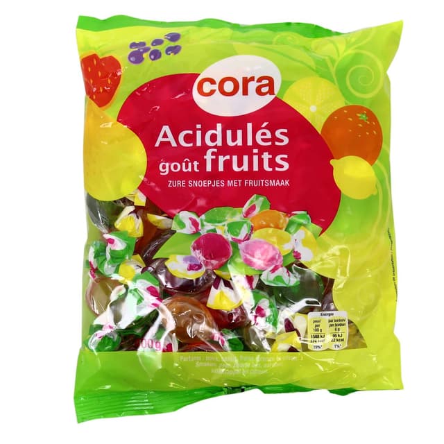 3257980649393 - Cora - Bonbons acidulés au goût de fruits