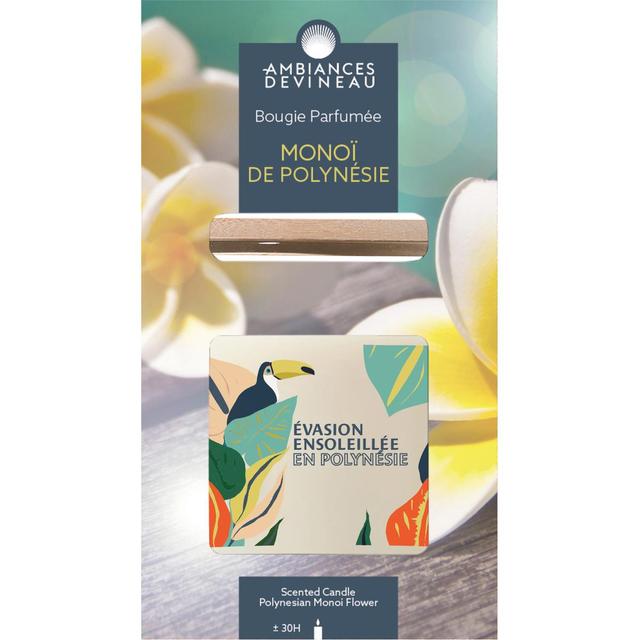 3482356500194 - Ambiances Devineau - Bougie parfumée verre ovale décoré 30h monoï de Polynésie