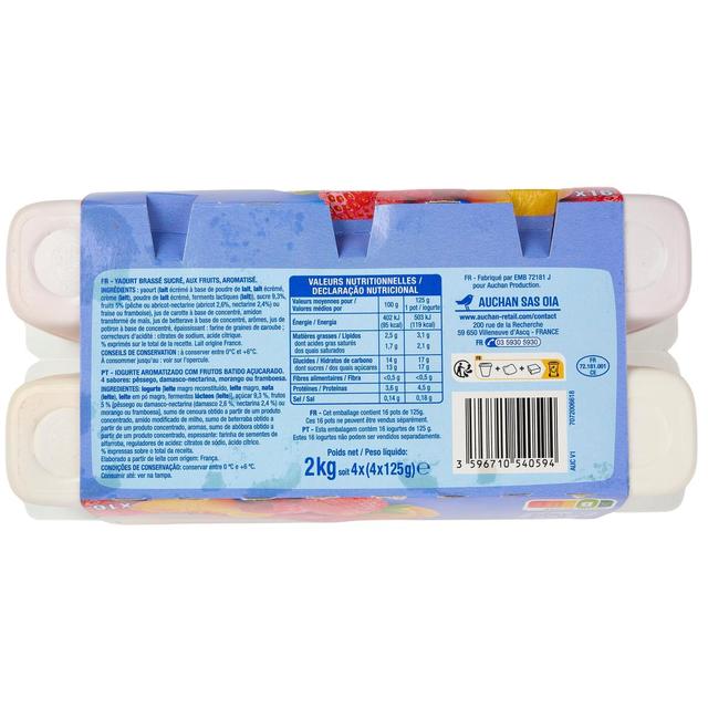 3596710540594 - Auchan - Yaourt aux fruits mixés abricot/nectarine framboise fraise pêche