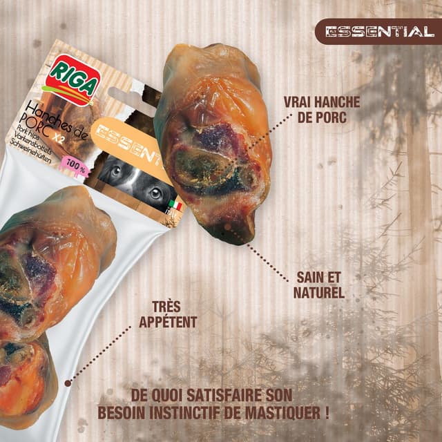 3166780062694 - Riga Essential - 2 Hanches de Porc - Friandise Récompense pour chien