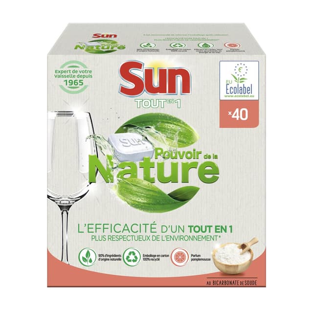 8710447494394 - Sun - Tablettes lave-vaisselle tout en 1 au bicarbonate de soude écologique Ecolabel
