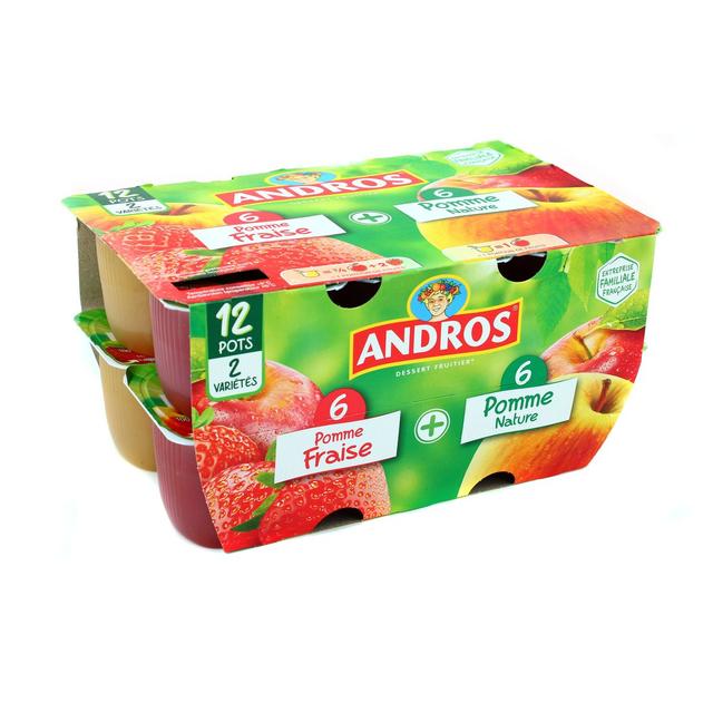 3045320527094 - Andros - Dessert de fruit pomme-fraise / pomme nature