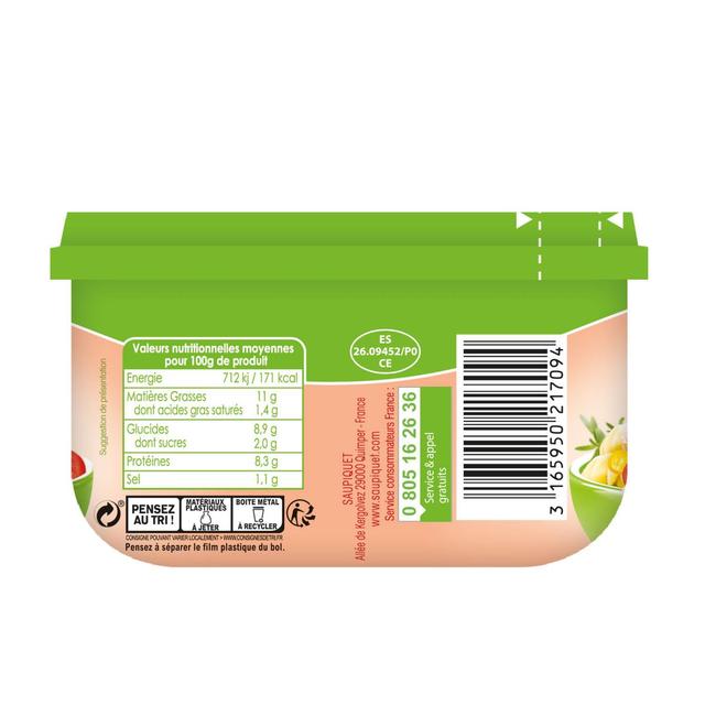 3165950217094 - Saupiquet - Les Saladières - Pasta - Thon, Pâtes, Tomates Cerises, Maïs -Salade snacking