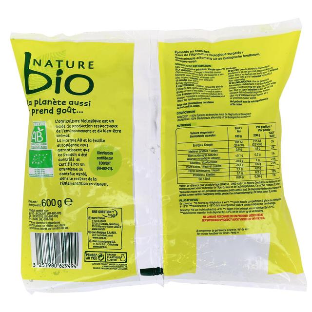 3257980629494 - Nature Bio - Épinards en branches Bio