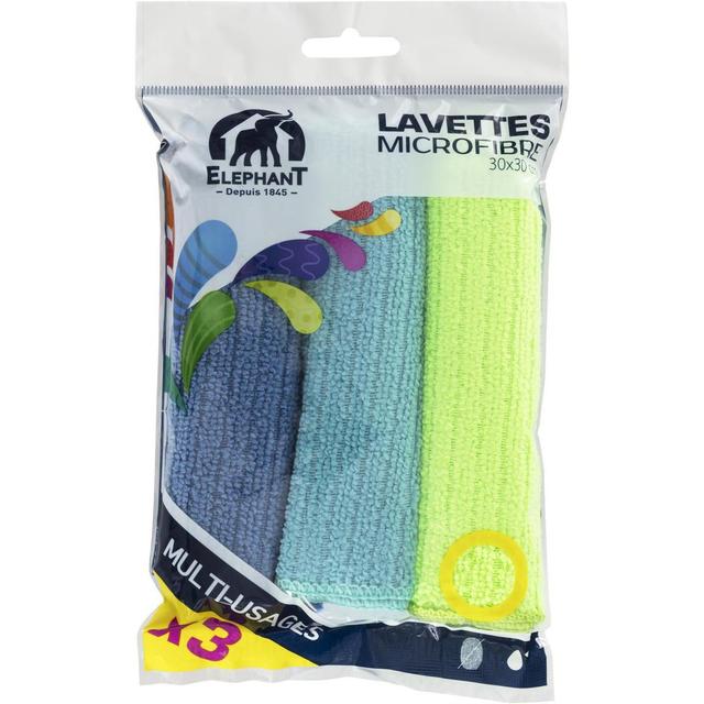 3543534950795 - Elephant - Lot de 3 lavettes microfibre