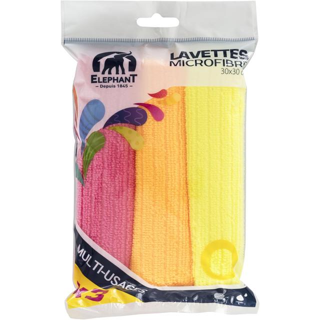 3543534950795 - Elephant - Lot de 3 lavettes microfibre