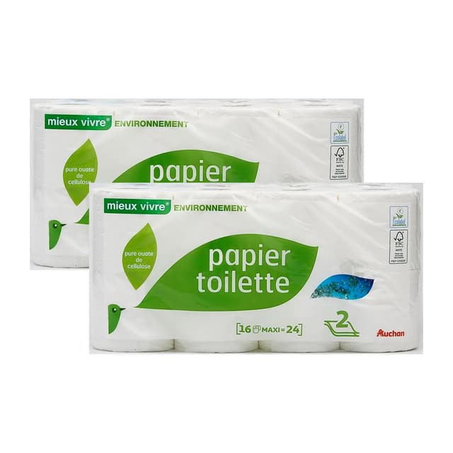 2050000416095 - Auchan Mieux Vivre - Papier toilette écologique blanc maxi 2 épaisseurs