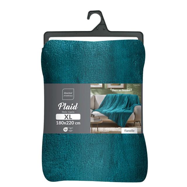 3574386087995 - Douceur D Interieur - Plaid Flanelle unie Flanou Bleu