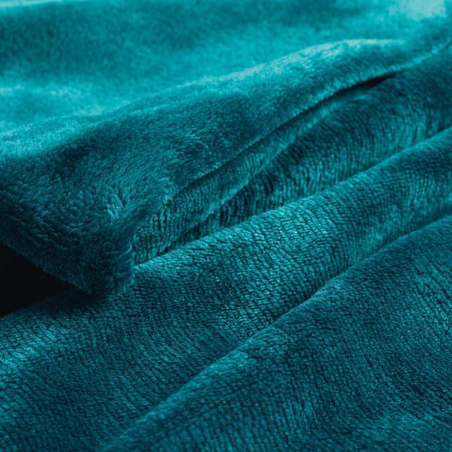 3574386087995 - Douceur D Interieur - Plaid Flanelle unie Flanou Bleu