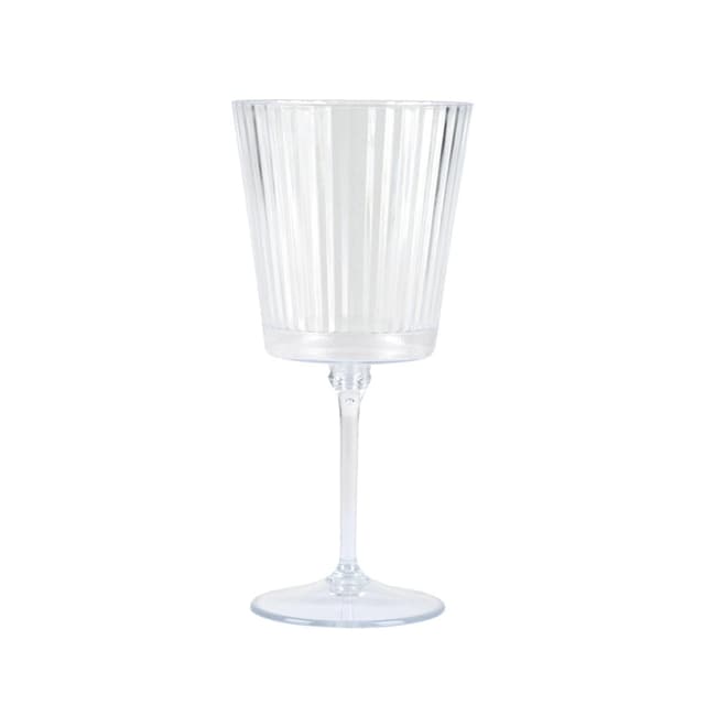 3574380659495 - Homea - Verre a pied cannele réutilisable en PS transparent 35cl
