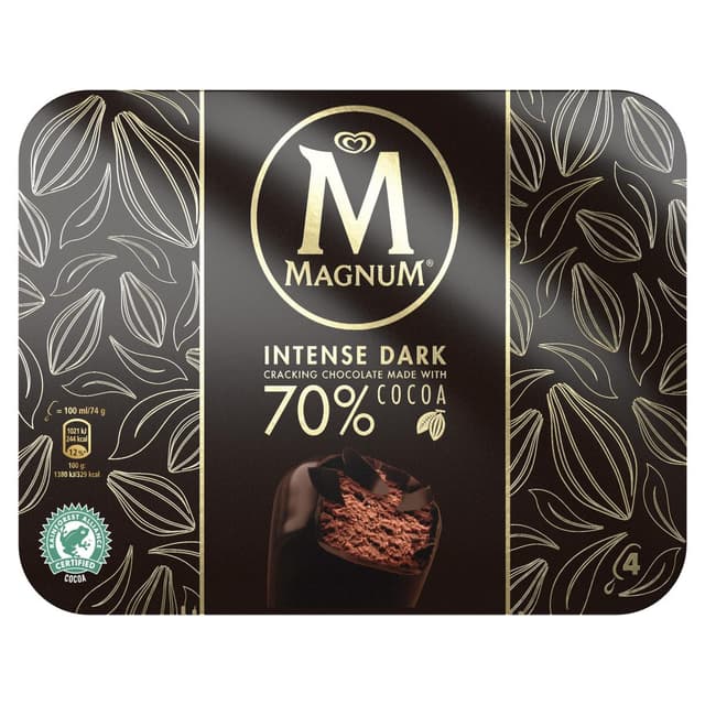 8714100691496 - Magnum - 4 bâtonnets glacés Dark intense noir 70% Cacao 4x100ml