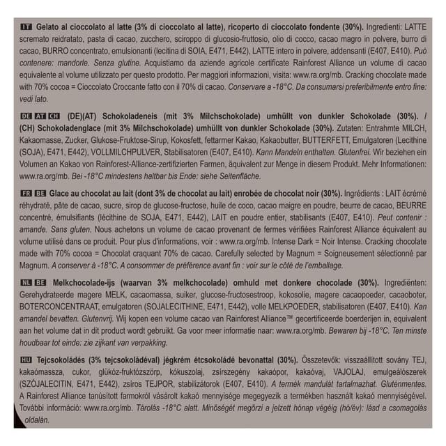 8714100691496 - Magnum - 4 bâtonnets glacés Dark intense noir 70% Cacao 4x100ml