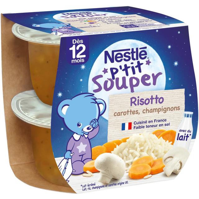 7613035832596 - Nestlé - P'tit Souper - Risotto Carottes Champignons Bol Bébé Dès 12 mois