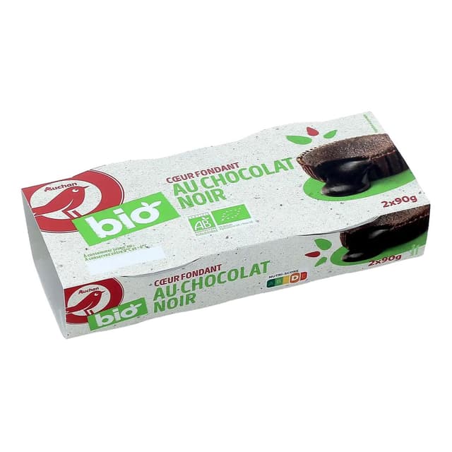 3596710472796 - Auchan BIO - Coeur fondant Bio au chocolat noir