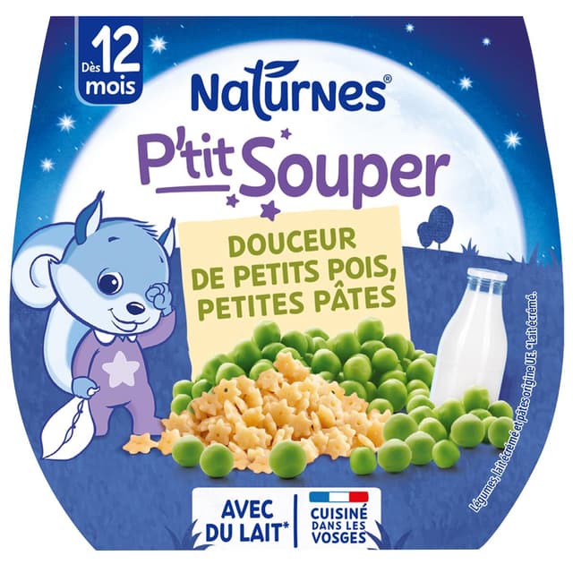7613035052796 - Naturnes® - P'tit Souper - Crème de petits pois, petites pâtes Bol Bébé Dès 12 mois