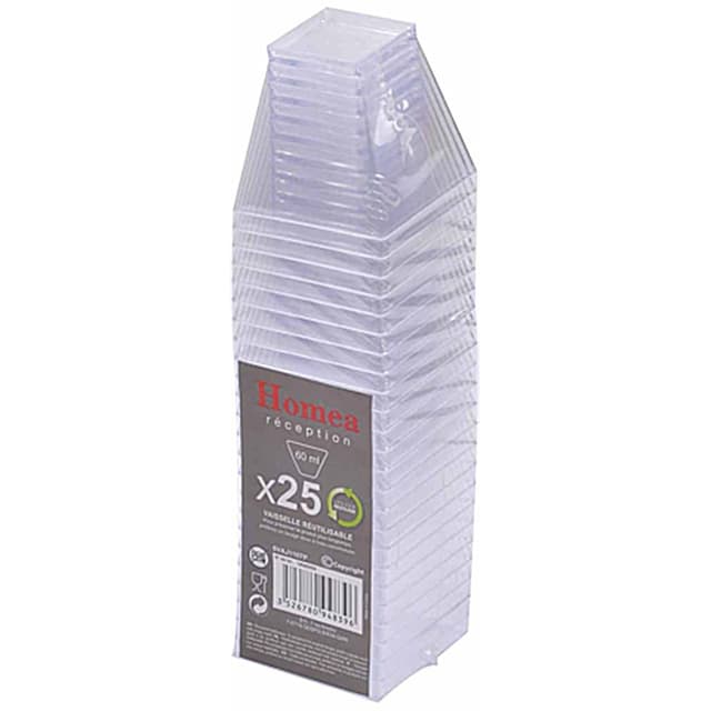 3526780948396 - Homea - Verrines en plastiques reutilisable carre 60ml