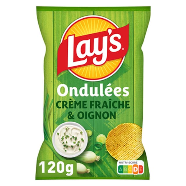 3168930179696 - Lay's - Chips ondulées saveur crème fraîche et oignon 
