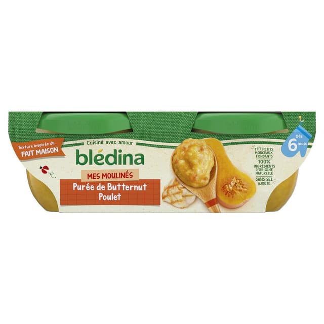 3041091001597 - Blédina - Mes Moulinés - Purée de Butternut Poulet Bol Bébé Dès 6 mois