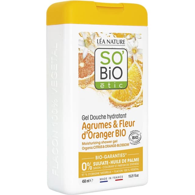 3517360022797 - SO'BIO ETIC - Gel douche hydratant Agrumes et Fleur d'oranger