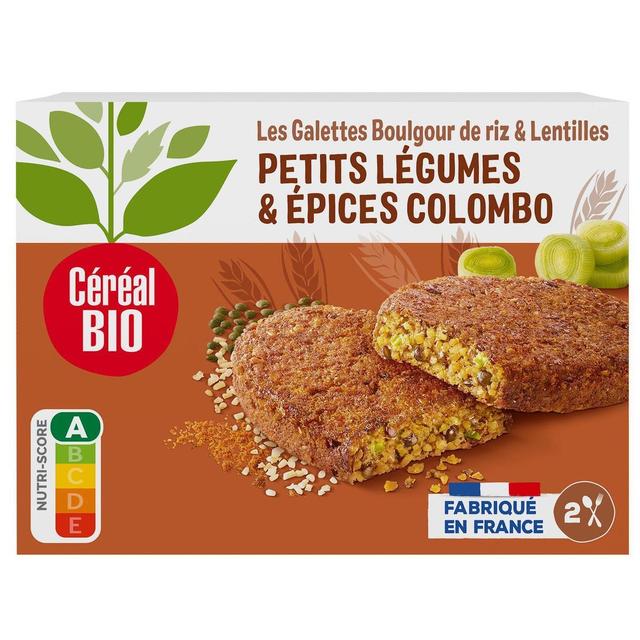 3175681104297 - Céréal Bio - 2 Galettes végétales boulgour de riz Légumes et épices colombo