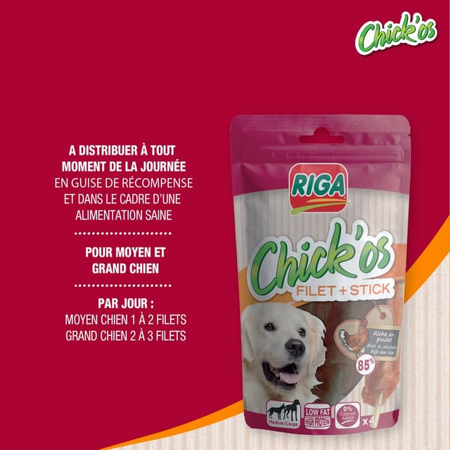 3166780056297 - Riga Chick'Os - Filets de Poulet Family Pack- Friandise Récompense pour Chien