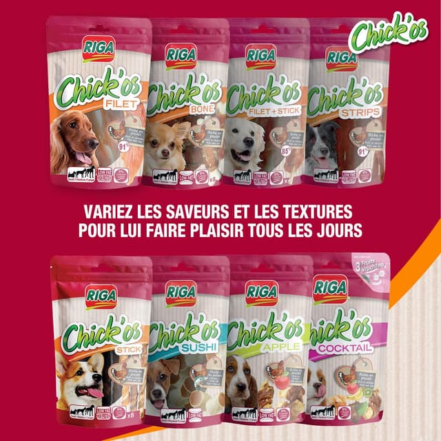 3166780056297 - Riga Chick'Os - Filets de Poulet Family Pack- Friandise Récompense pour Chien