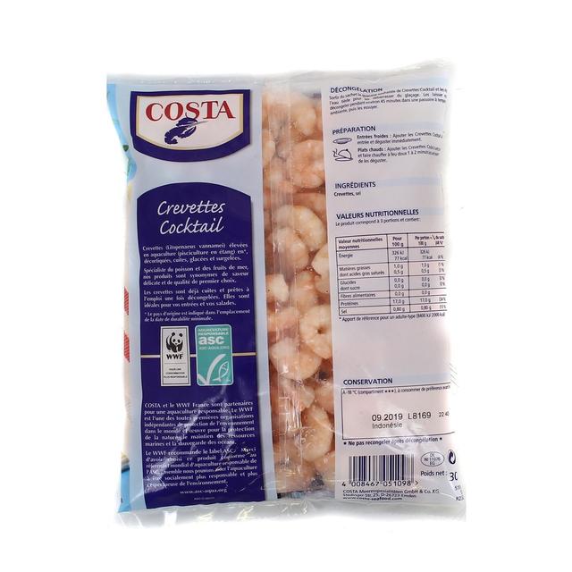 4008467051098 - Costa - Crevettes Cocktail ASC cuites décortiquées- 65 à 130 pièces