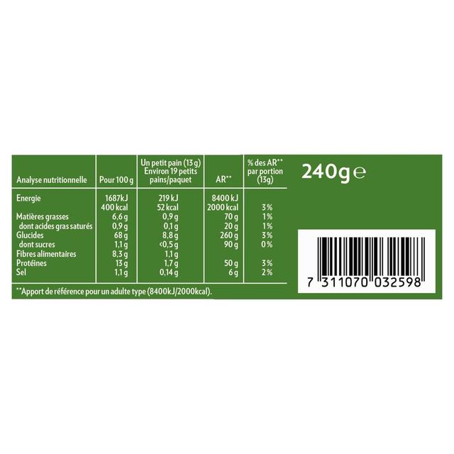 7311070032598 - Krisprolls - Petits Pains Suédois Complets sans sucres ajoutés