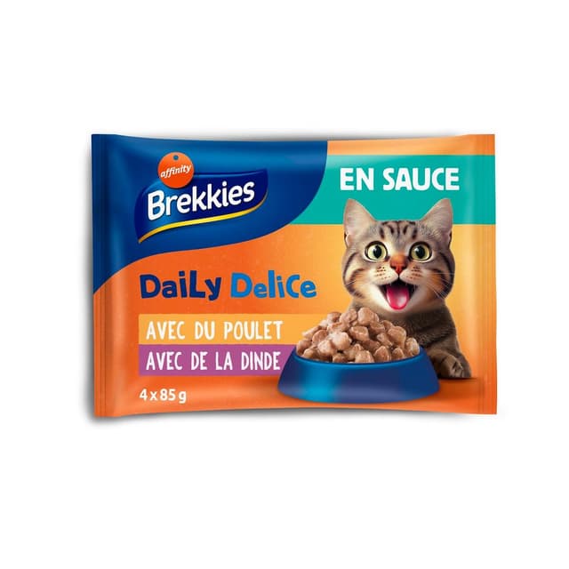 8410650632698 - Affinity - Brekkies Délice - Sachet Repas en Sauce Poulet Dinde pour chat