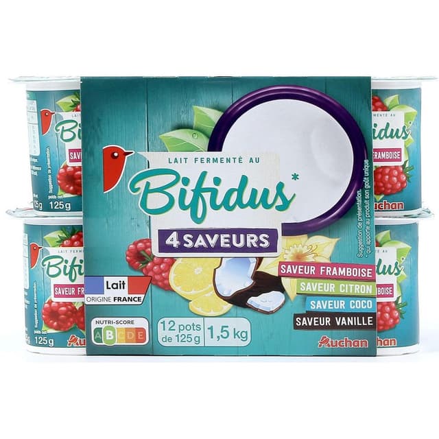 3596710363698 - Auchan - Yaourt au bifidus à la framboise, au citron, à la coco et à la vanille